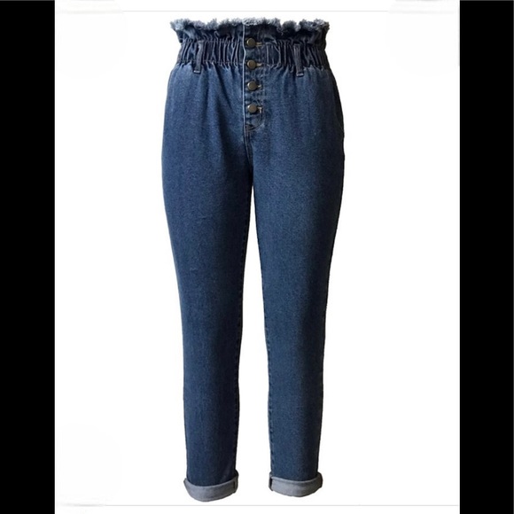 Tinseltown Denim Paperbag Raw Edge Waist Buttonfly Hi-Rise Skinny Jeans Sz 5/27 - Picture 16 of 16